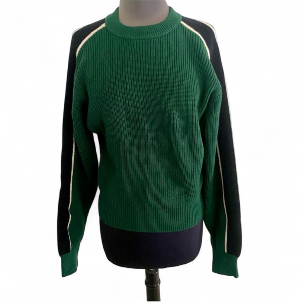 NWT ZARA GREEN CREWNECK CHUNKY KNIT OVERSIZED SWEATER SIZE MEDIUM